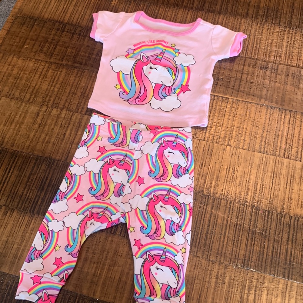 PJ set 0-3M unicorn